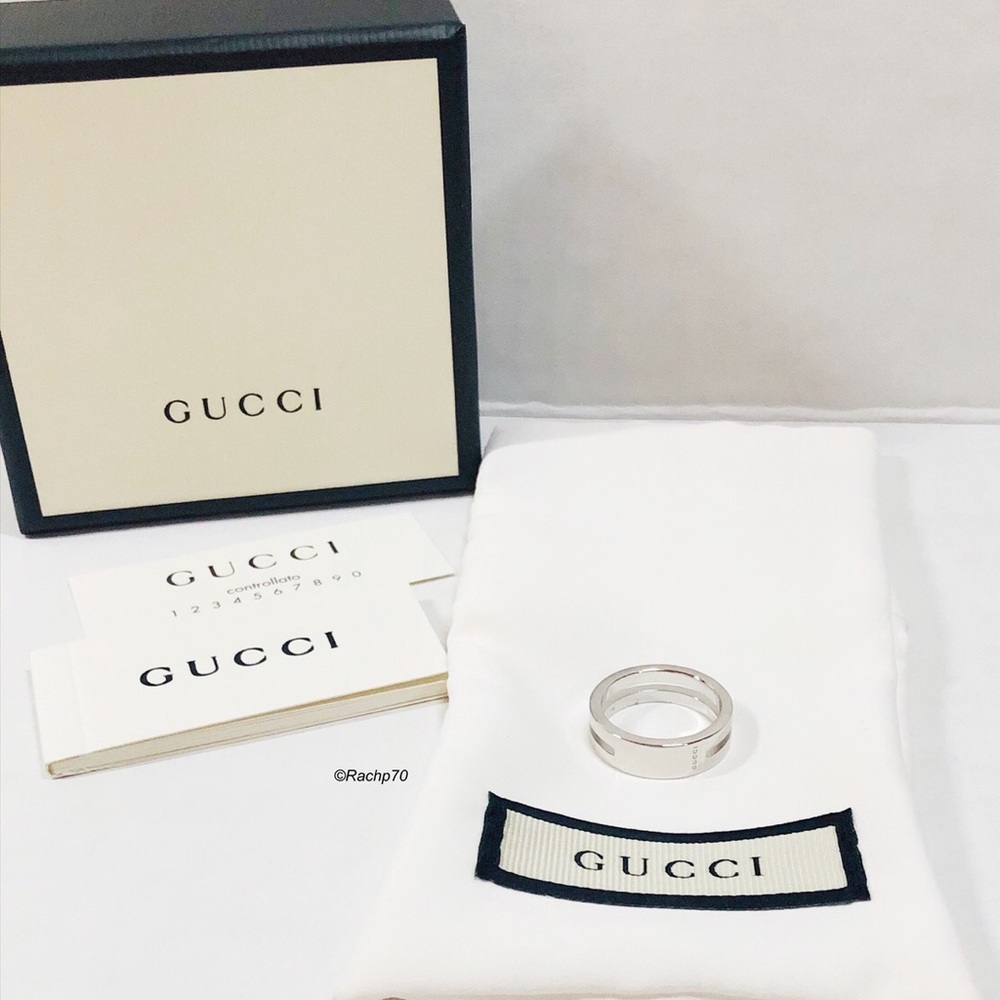 New Authentic Gucci Trademark Ring w/ Cut-Out Band - Picture 8 of 8